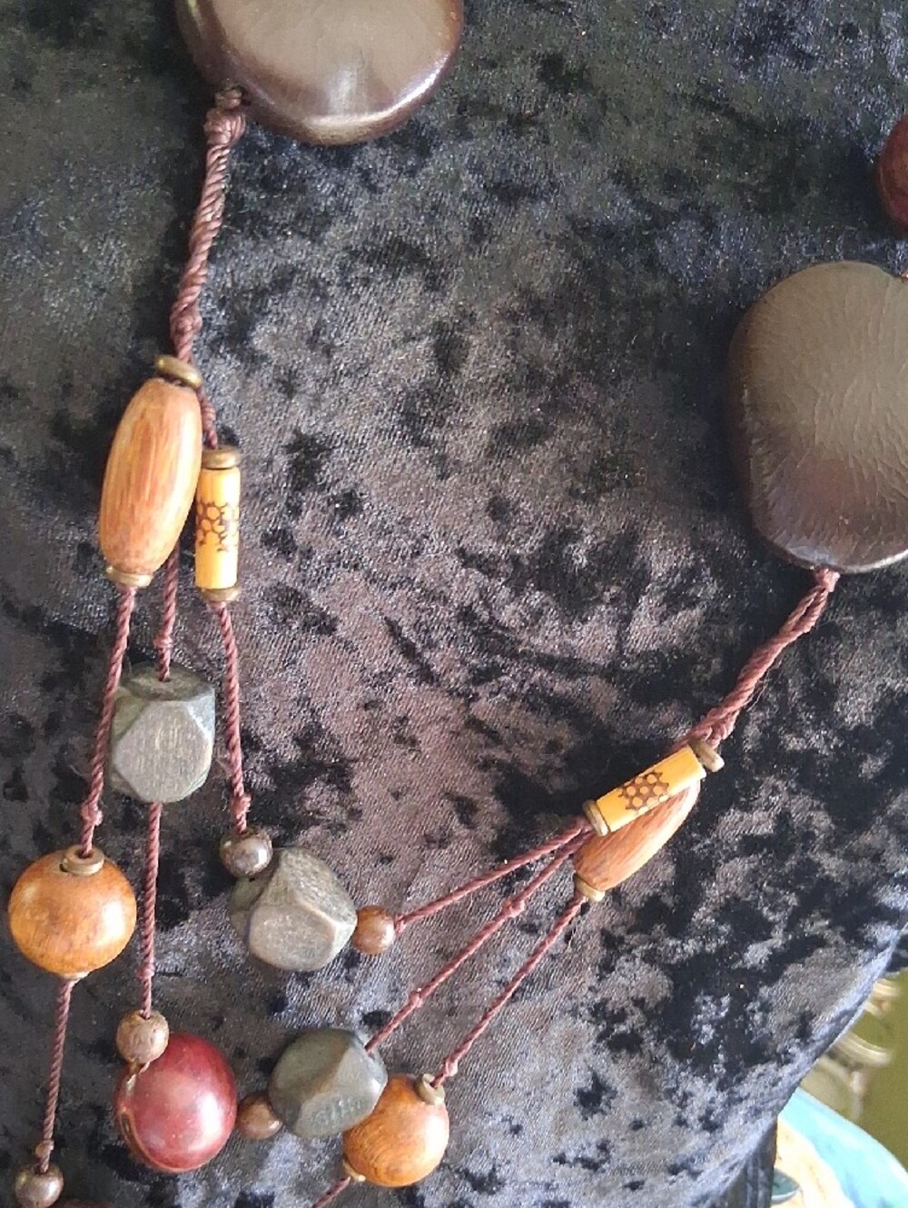 Seed Bead Boho Brown & Black Beaded Multi-Strand Necklace and Earrings Set - Picture 5 of 10